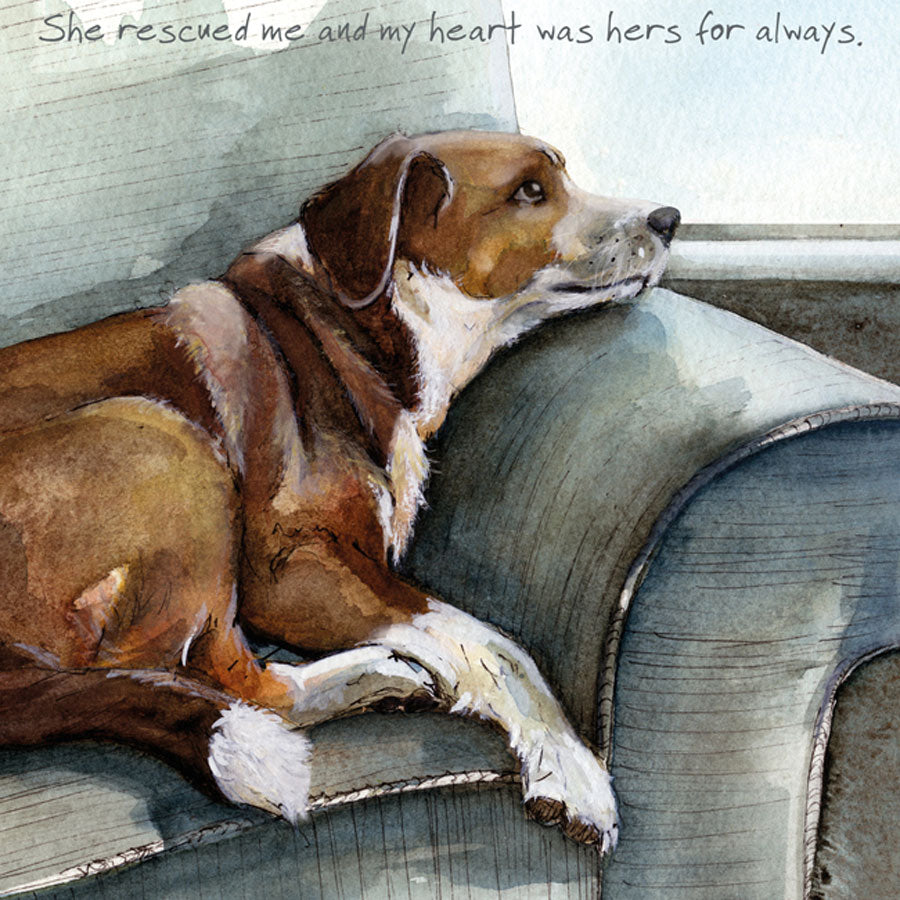 The Little Dog Laughed 'Rescued Me' Original Art Card