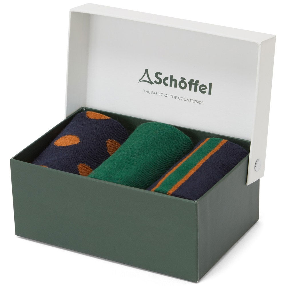 The Schoffel Mens Bamboo Sock Gift Box (Box of 3) in Orange#Orange