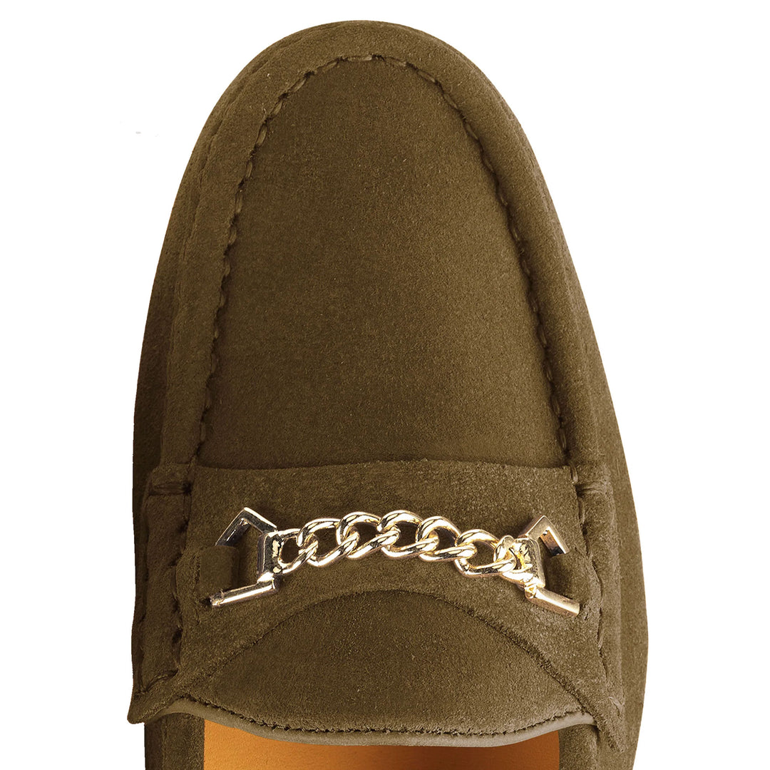 Fairfax & Favor Ladies Apsley Limited Edition Olive Suede Loafer
