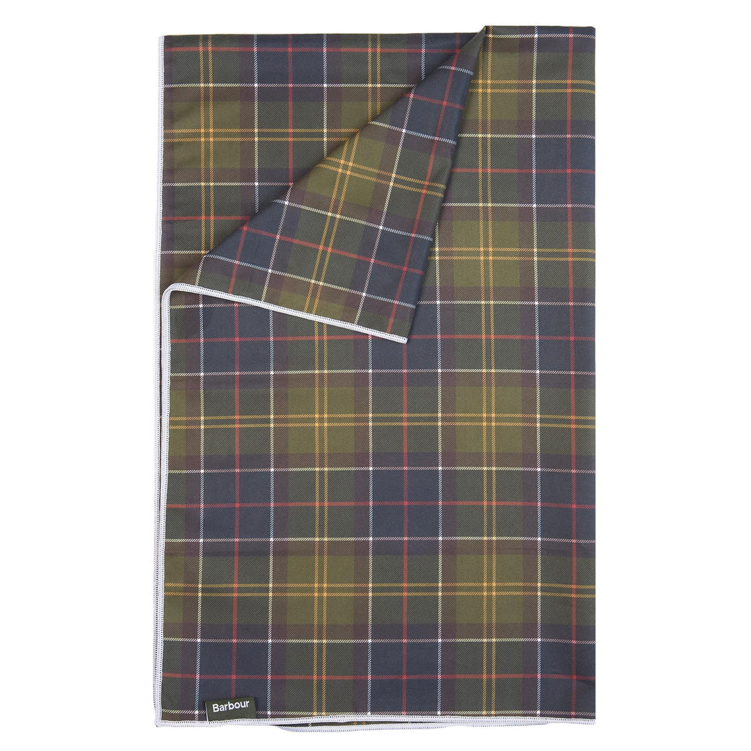 The Barbour Tartan Quick Dry Dog Towel in Green Check#Green Check