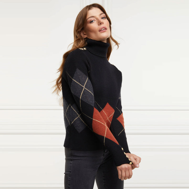 The Holland Cooper Ladies Heritage Knit Jumper in Black Print#Black Print