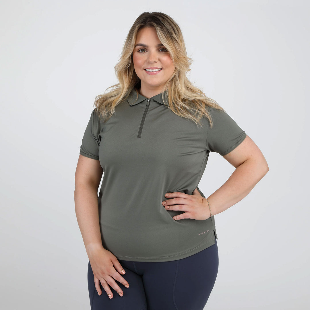 The Aubrion Ladies Poise Tech Polo in Olive#Olive