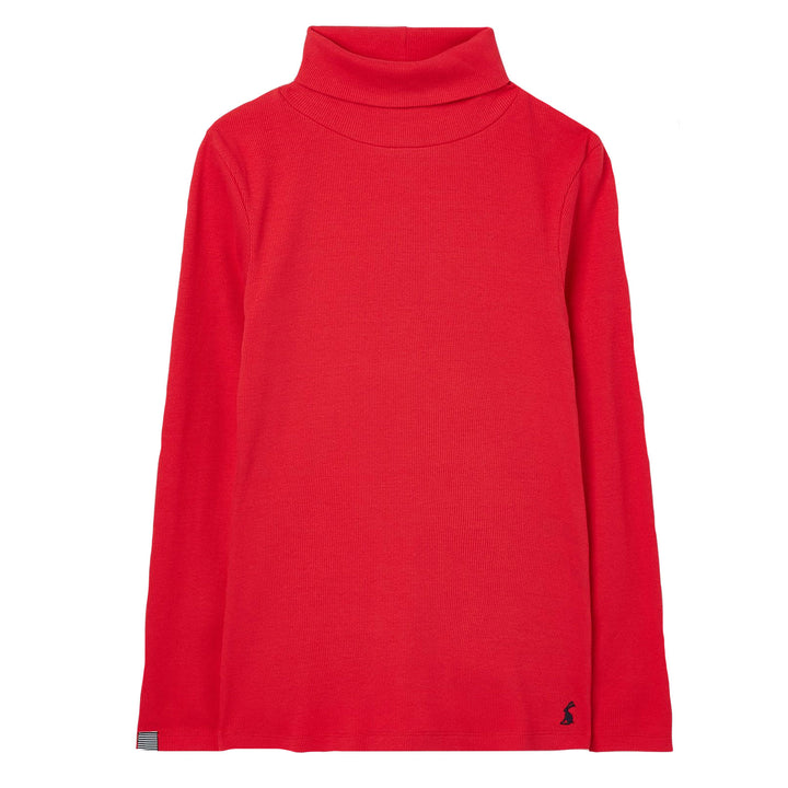 The Joules Ladies Clarissa Solid Roll Neck Jersey Top in Red#Red