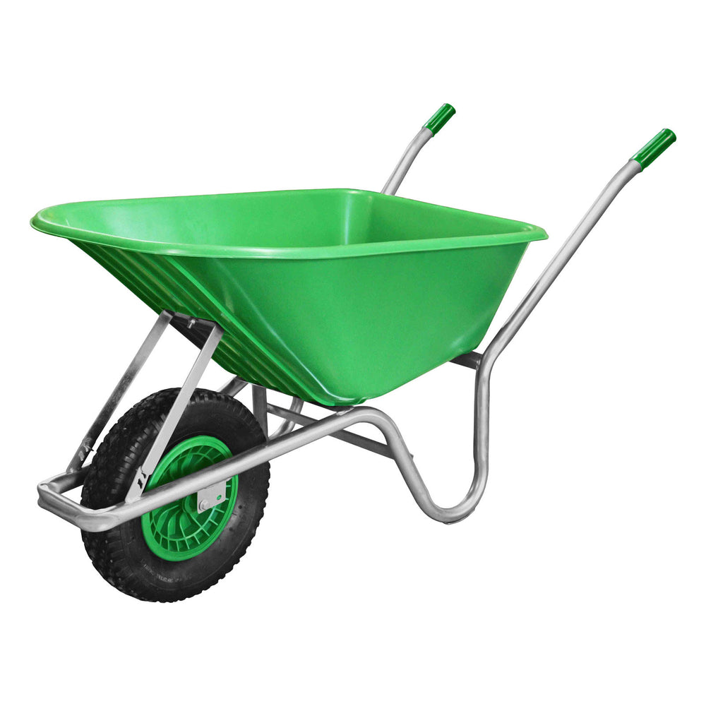 The Perry Equestrian Wheelbarrow 110L Anti Puncture Wheel in Green#Green