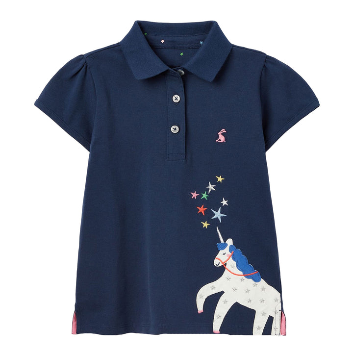 The Joules Girls Moxie Polo Shirt in Navy#Navy