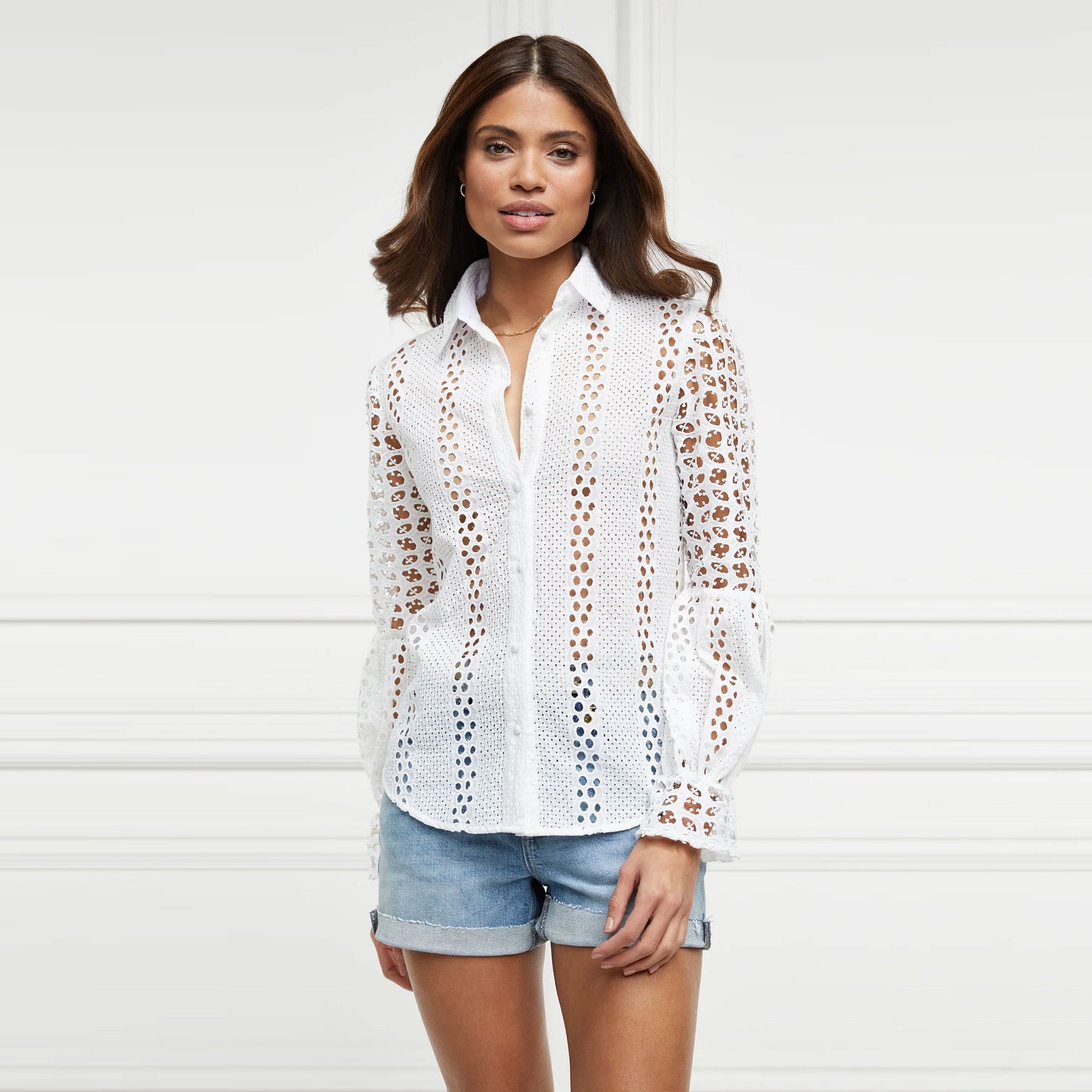 Holland Cooper Ladies Broderie Lace Shirt Millbry Hill