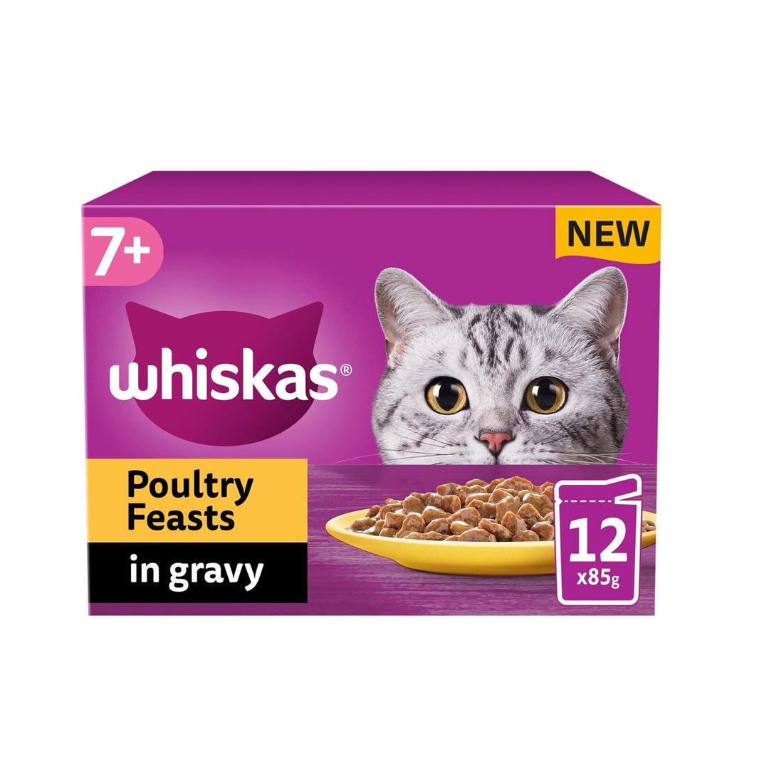 Whiskas Pouch 7+ Poultry Feasts In Gravy 12x85g 85g