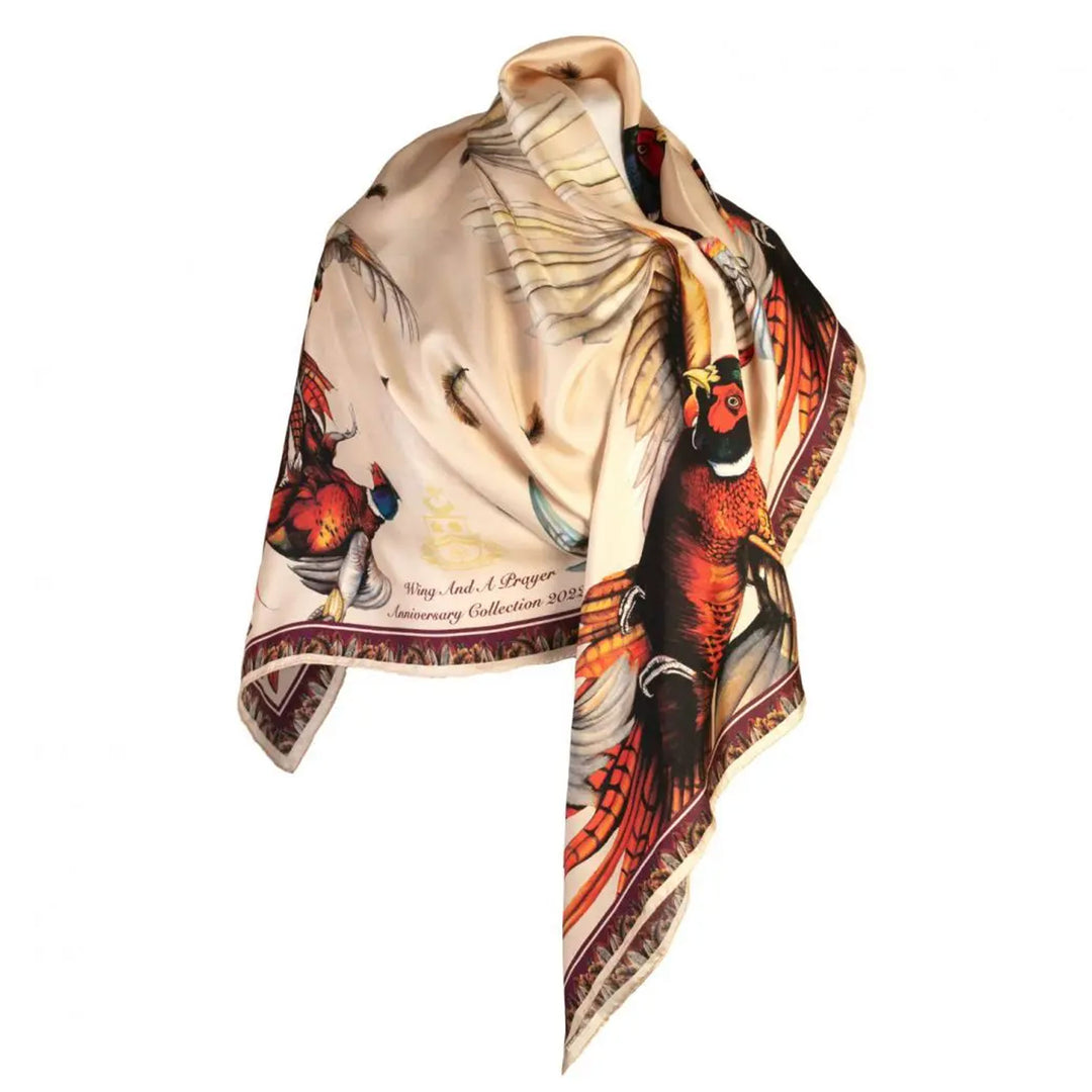 Clare Haggas A Wing And A Prayer Large Silk Scarf Anniversary Special