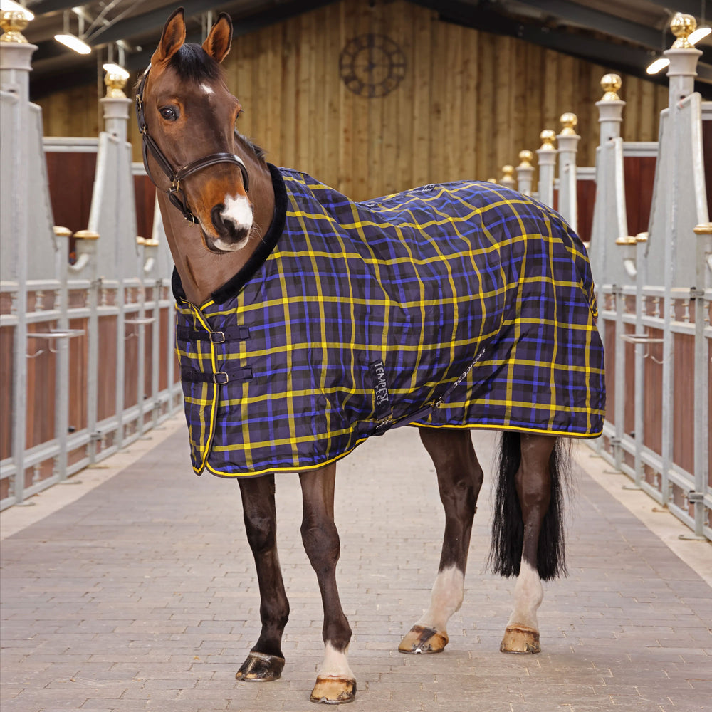 The Shires Tempest Plus Lite Stable Rug in Navy Print#Navy Print