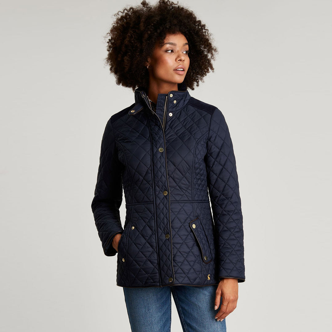 The Joules Ladies Newdale Quilted Jacket in Marine#Marine
