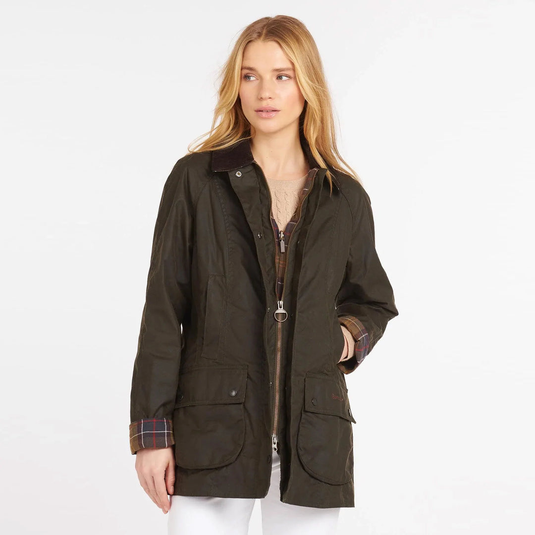The Barbour Ladies Beadnell Waxed Jacket in Olive#Olive