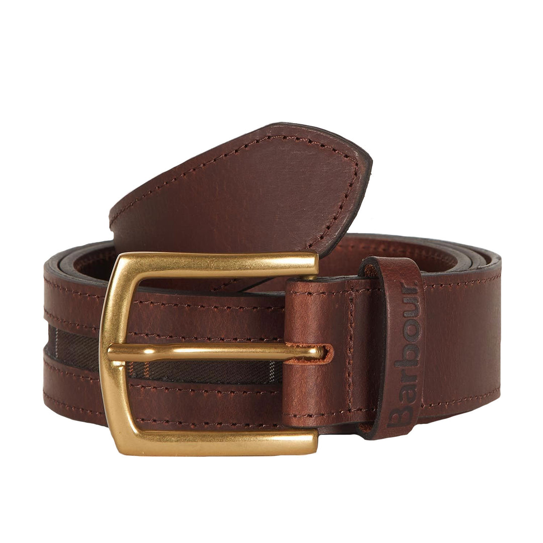 The Barbour Mens Tartan Piped Belt in Brown#Brown