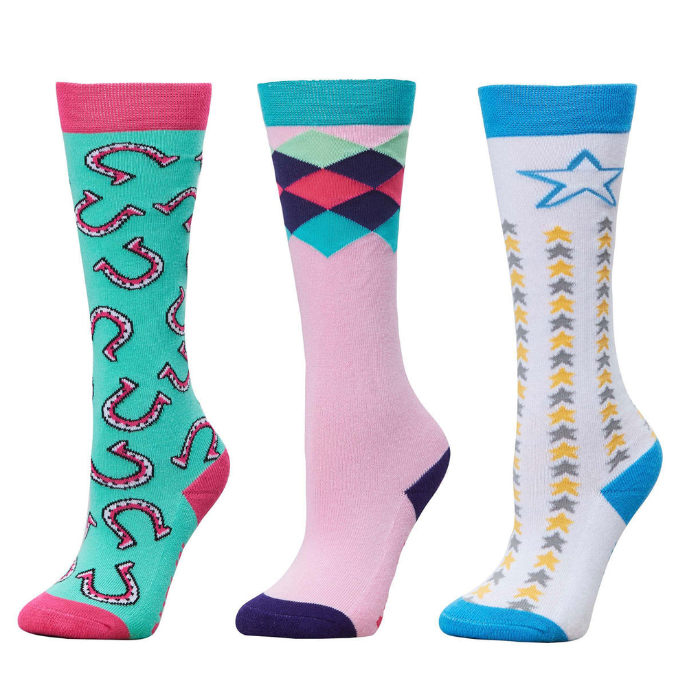 The Dublin Childs 3 Pack Socks in Turquoise Print#Turquoise Print