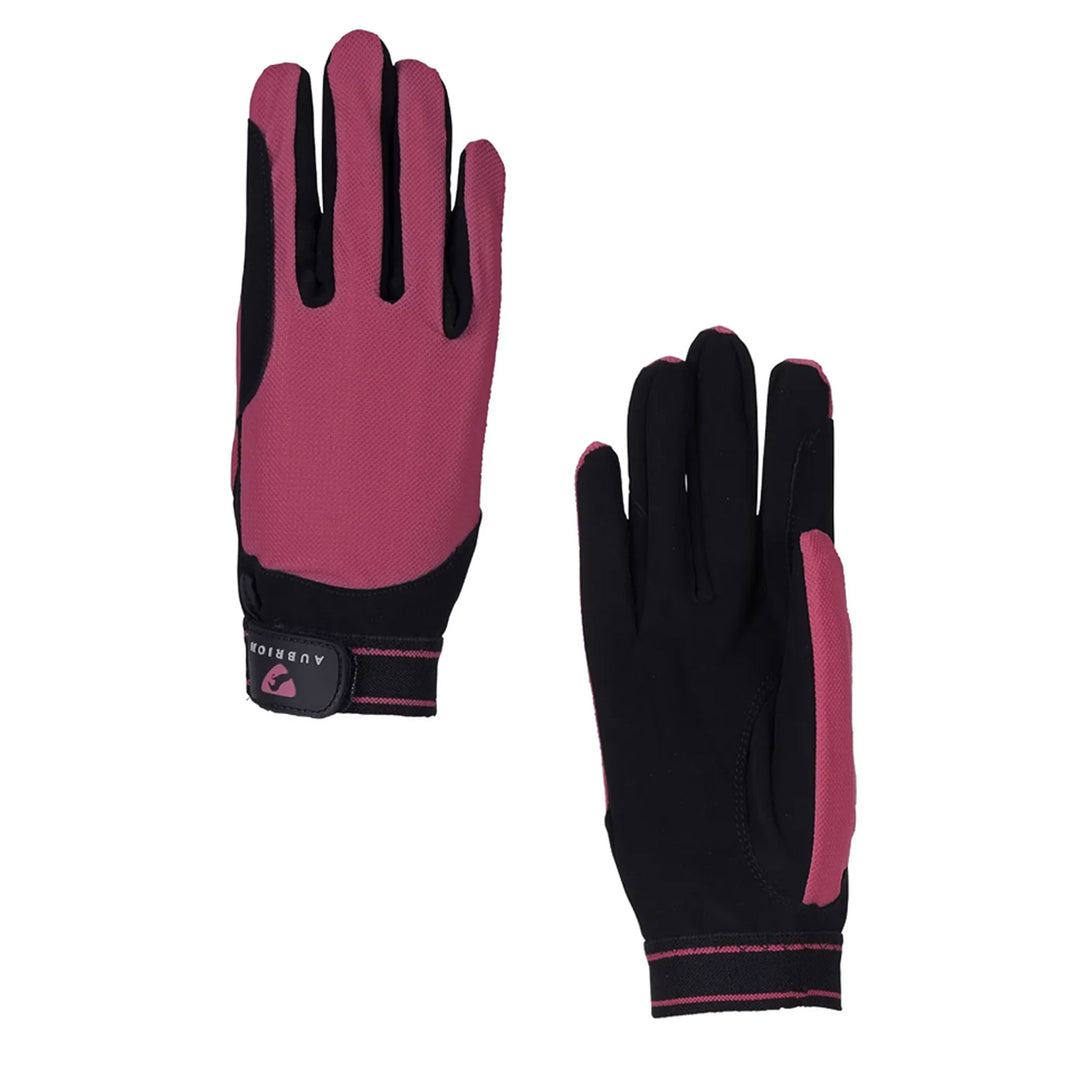 The Aubrion Mesh Riding Gloves in Raspberry#Raspberry