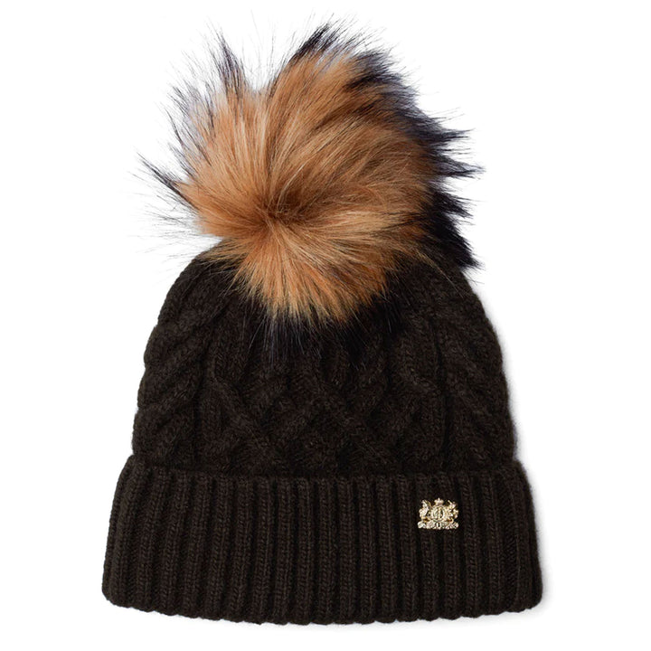 The Holland Cooper Ladies Windsor Bobble Hat in Dark Green#Dark Green