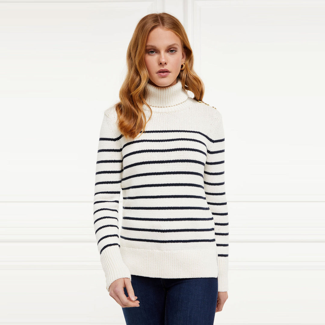 The Holland Cooper Ladies Henley Roll Neck Knit in Nude#Nude