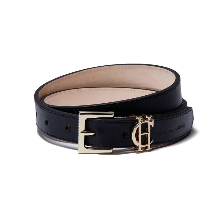 The Holland Cooper HC Slim Logo Belt in Black#Black