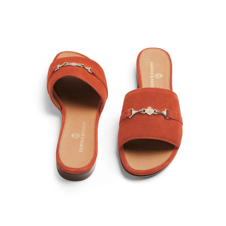 Fairfax & Favor Ladies Limited Edition Sunset Orange Heacham Sandal Suede