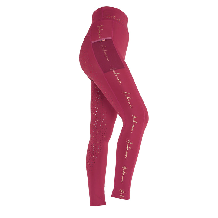 Aubrion Ladies Team Sculpt Riding Tights in Burgundy#Burgundy