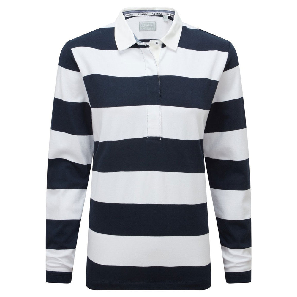 The Schoffel Ladies St Mawgan Rugby Shirt in White Stripe#White Stripe