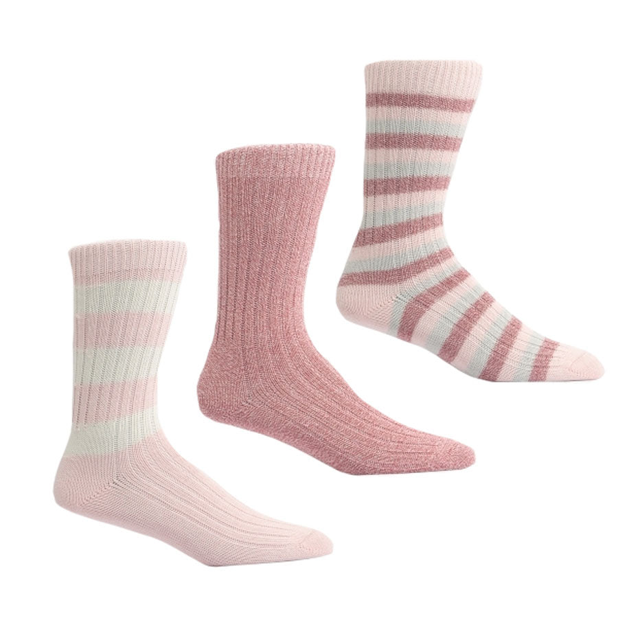 The Barbour Ladies Textured Sock Gift Set in Pink#Pink