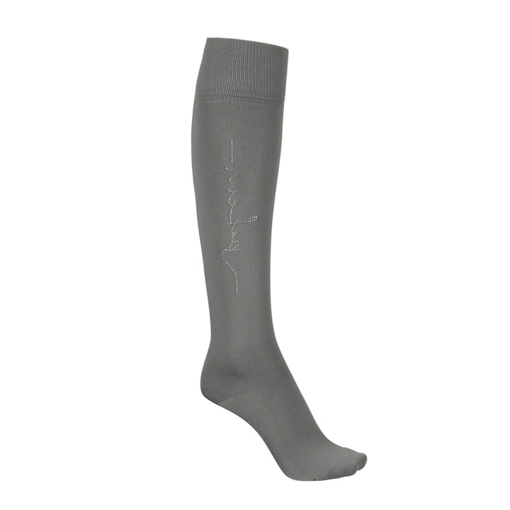 The Pikeur Kniestrumpf Socks With Rhinestones in Light Grey#Light Grey