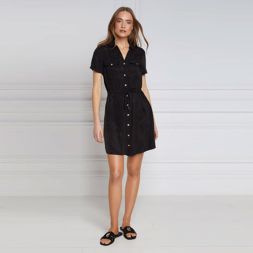 The Holland Cooper Ladies Military Shirt Dress in Black#Black