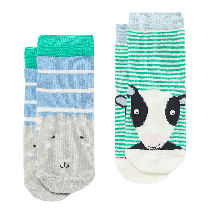 The Joules Baby Neat Feet 2 Pack Of Socks in Black Print#Black Print