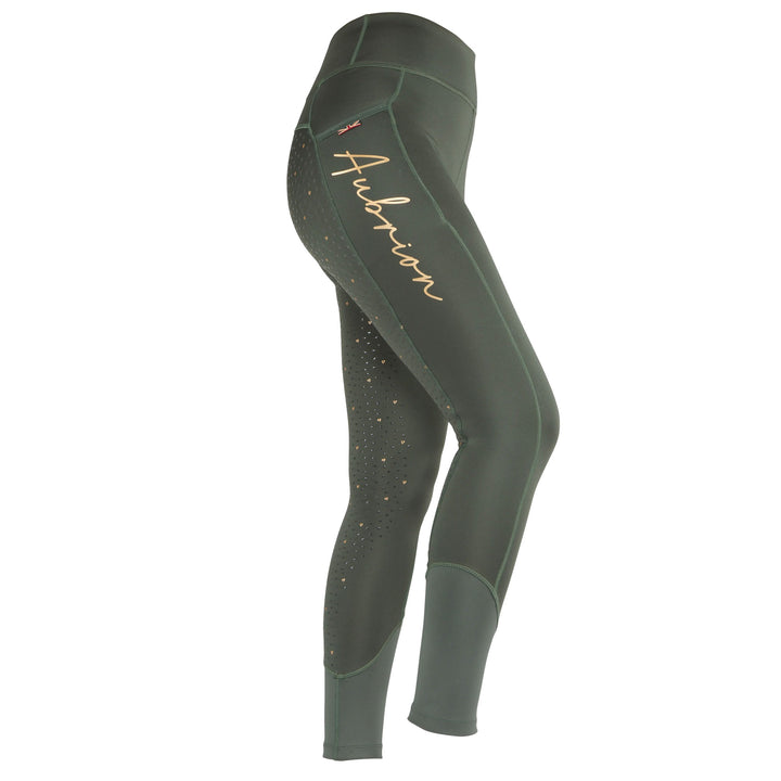 Aubrion Ladies Team Shield Riding Tights in Khaki#Khaki