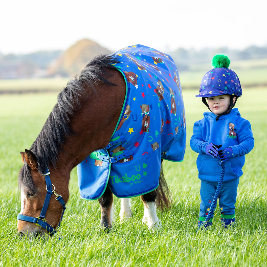 The Shires Tikaboo 100g Turnout Rug in Blue Print#Blue Print