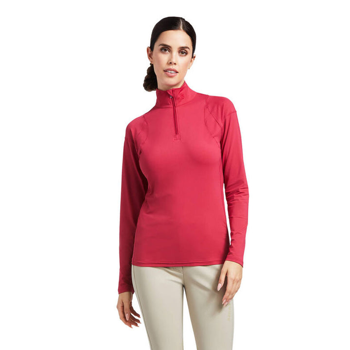 The Ariat Ladies Auburn 1/4 Zip Baselayer in Red#Red
