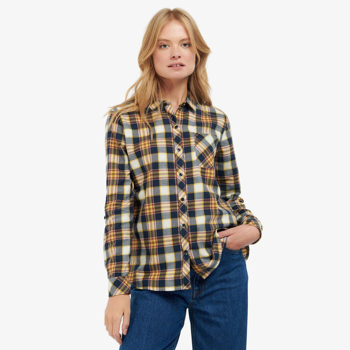 The Barbour Ladies Shoreside Shirt in Multi-Coloured#Beige Check