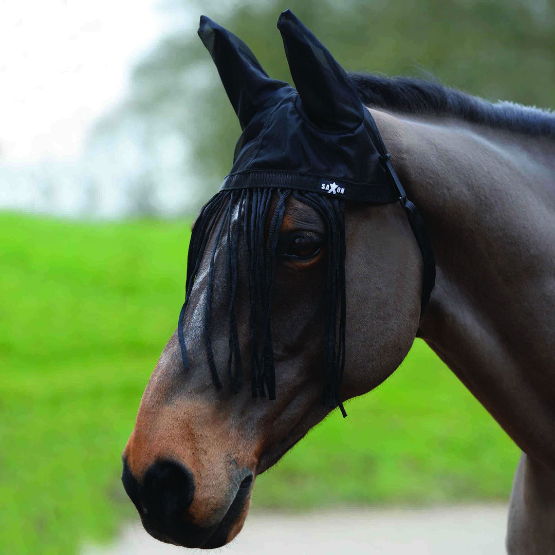 The Saxon Fly Fringe With Ears in Black#Black