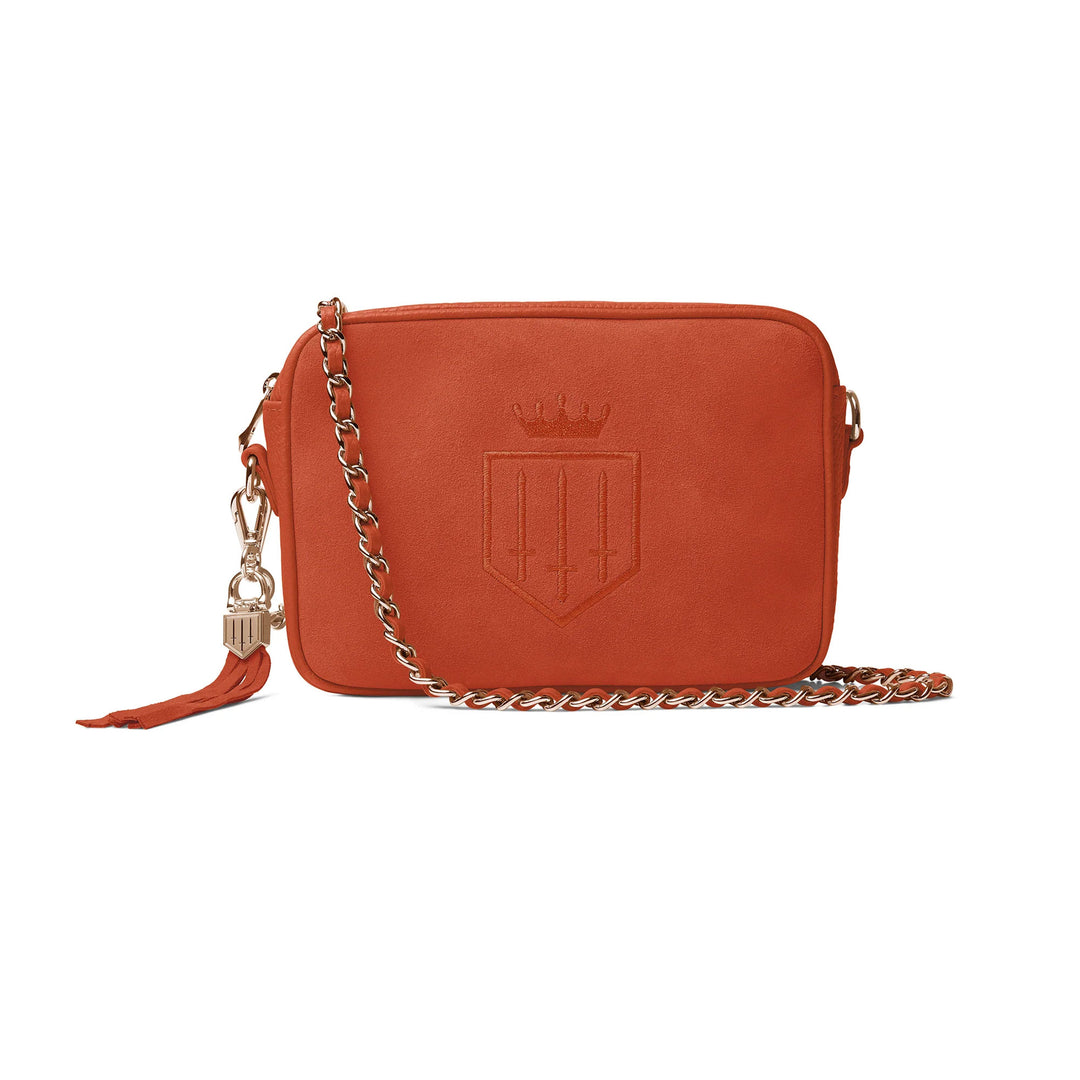 The Fairfax & Favor Limited Edition Finsbury Cross Body Bag Sunset Orange Suede in Sunset Orange#Sunset Orange