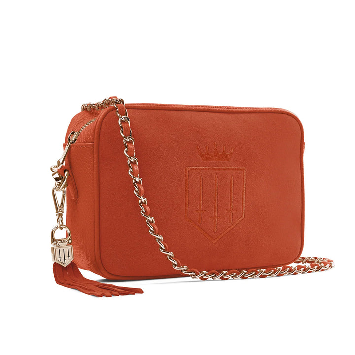 Fairfax & Favor Limited Edition Finsbury Cross Body Bag Sunset Orange Suede