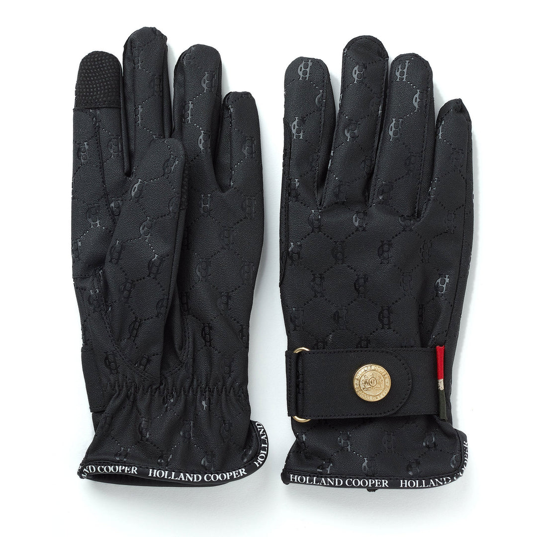 Holland Cooper Ladies Riding Gloves in Black Print#Black Print