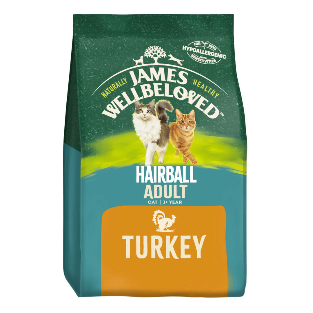 James Wellbeloved Hairball Complete Dry Cat Food with Turkey 1.5kg