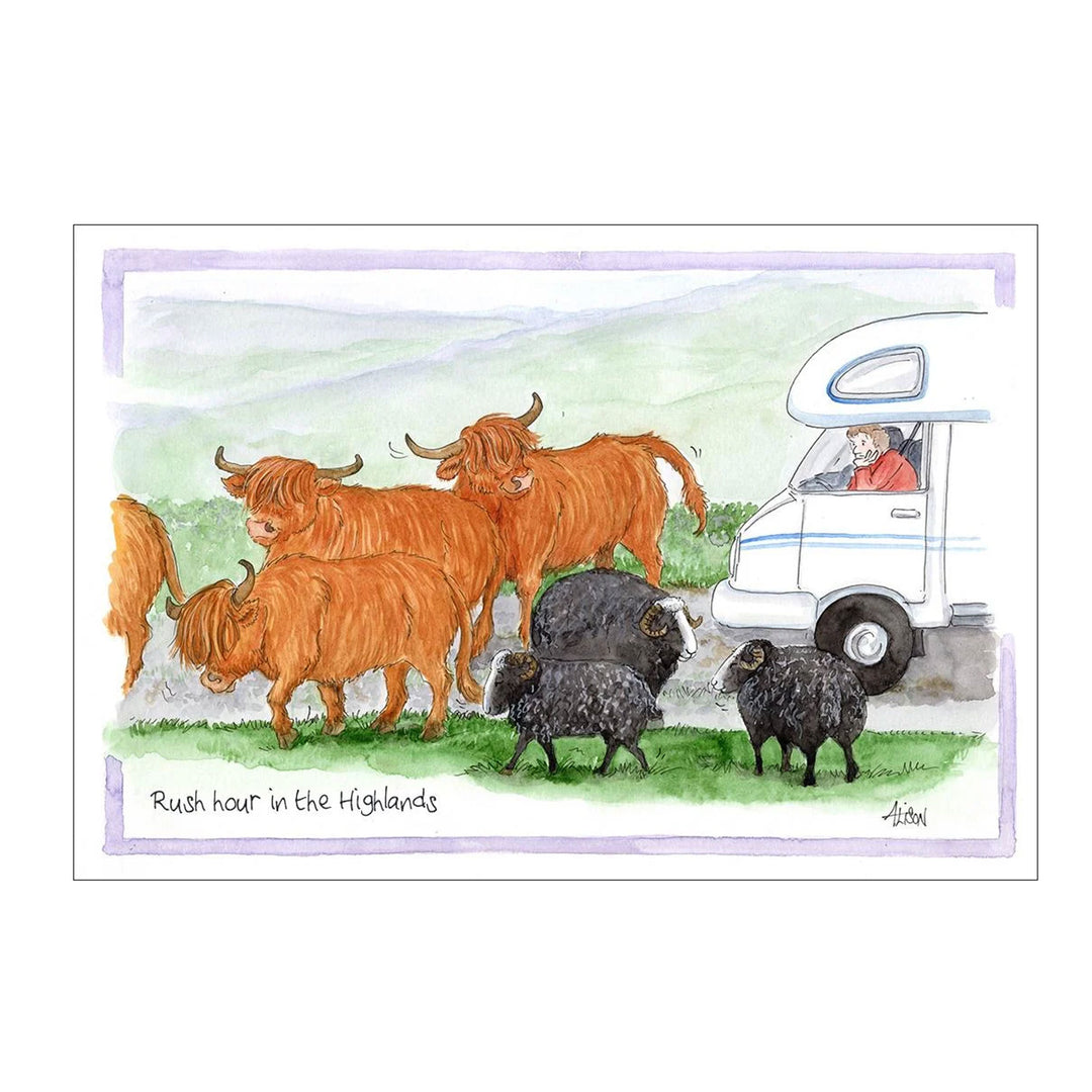 Splimple "Rush Hour In The Highlands" Greetings Card