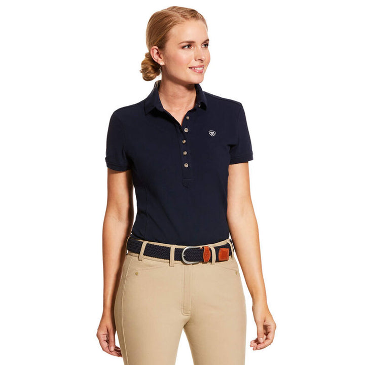 The Ariat Ladies Prix 2.0 Short Sleeve Polo in Navy#Navy