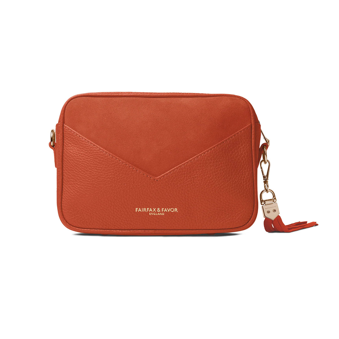 Fairfax & Favor Limited Edition Finsbury Cross Body Bag Sunset Orange Suede