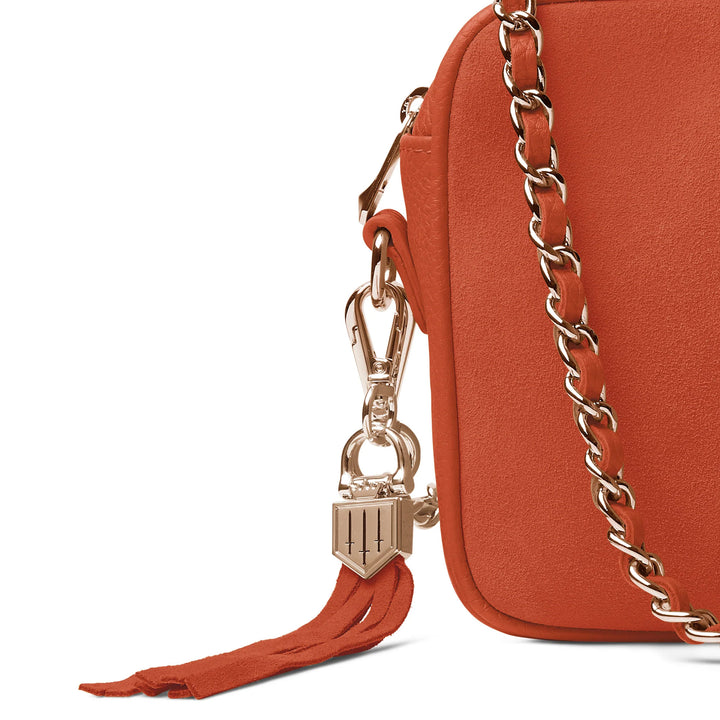 Fairfax & Favor Limited Edition Finsbury Cross Body Bag Sunset Orange Suede