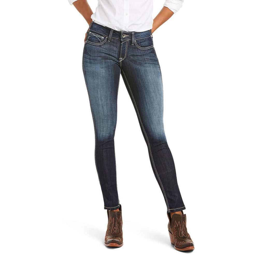 The Ariat Ladies Real Mid Rise Skinny Jeans in Denim#Denim