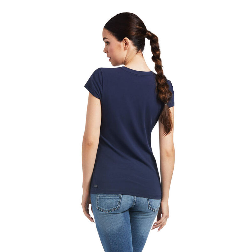 Ariat Ladies Vertical Logo Short Sleeve T-ShirtThe Ariat Ladies Vertical Logo Short Sleeve T-Shirt in Navy#Navy