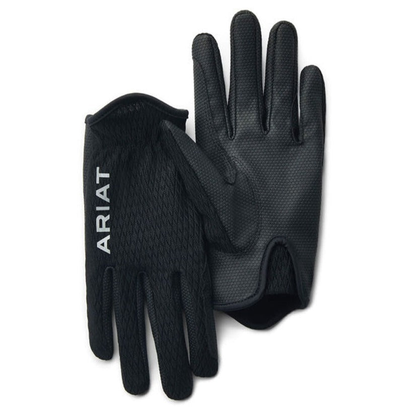 The Ariat Adults Unisex Cool Grip Riding Gloves in Black#Black