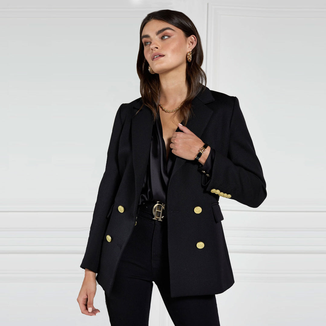The Holland Cooper Ladies Double Breasted Blazer in Black#Black
