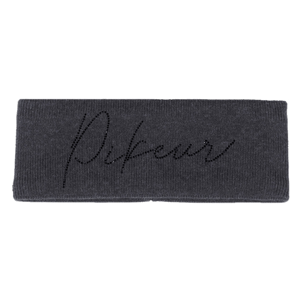 The Pikeur Ladies Knitted Logo Headband in Dark Grey#Dark Grey