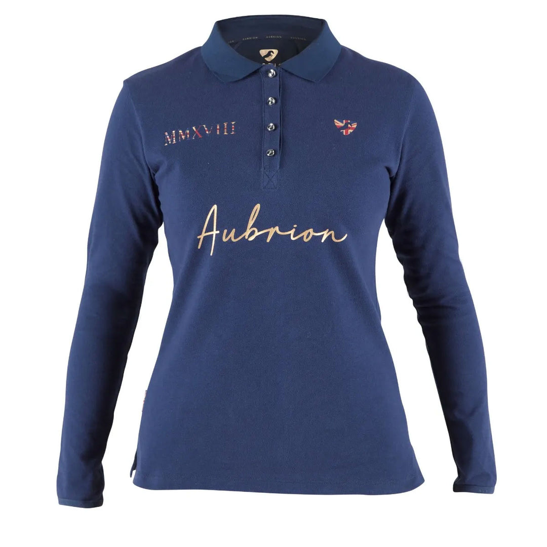 Aubrion Ladies Team Long Sleeve Polo in Navy#Navy