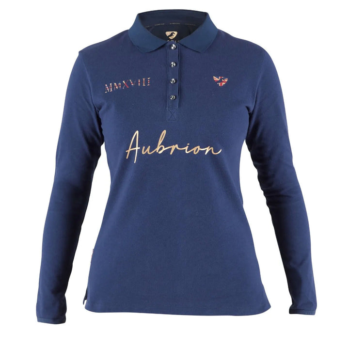 Aubrion Ladies Team Long Sleeve Polo in Navy#Navy