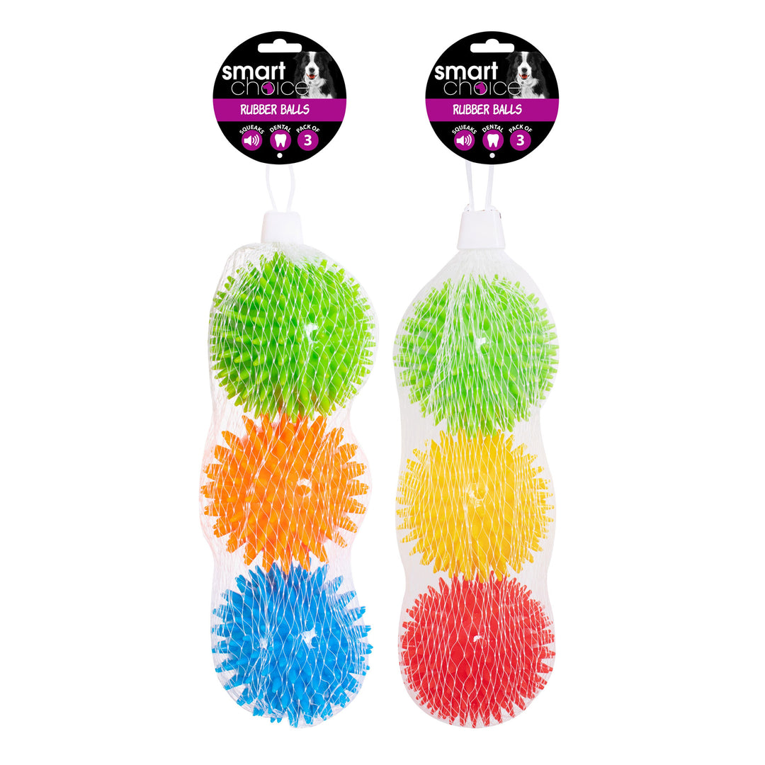 Smart Choice Spikey Rubber Ball Dog Toy 3 Pack