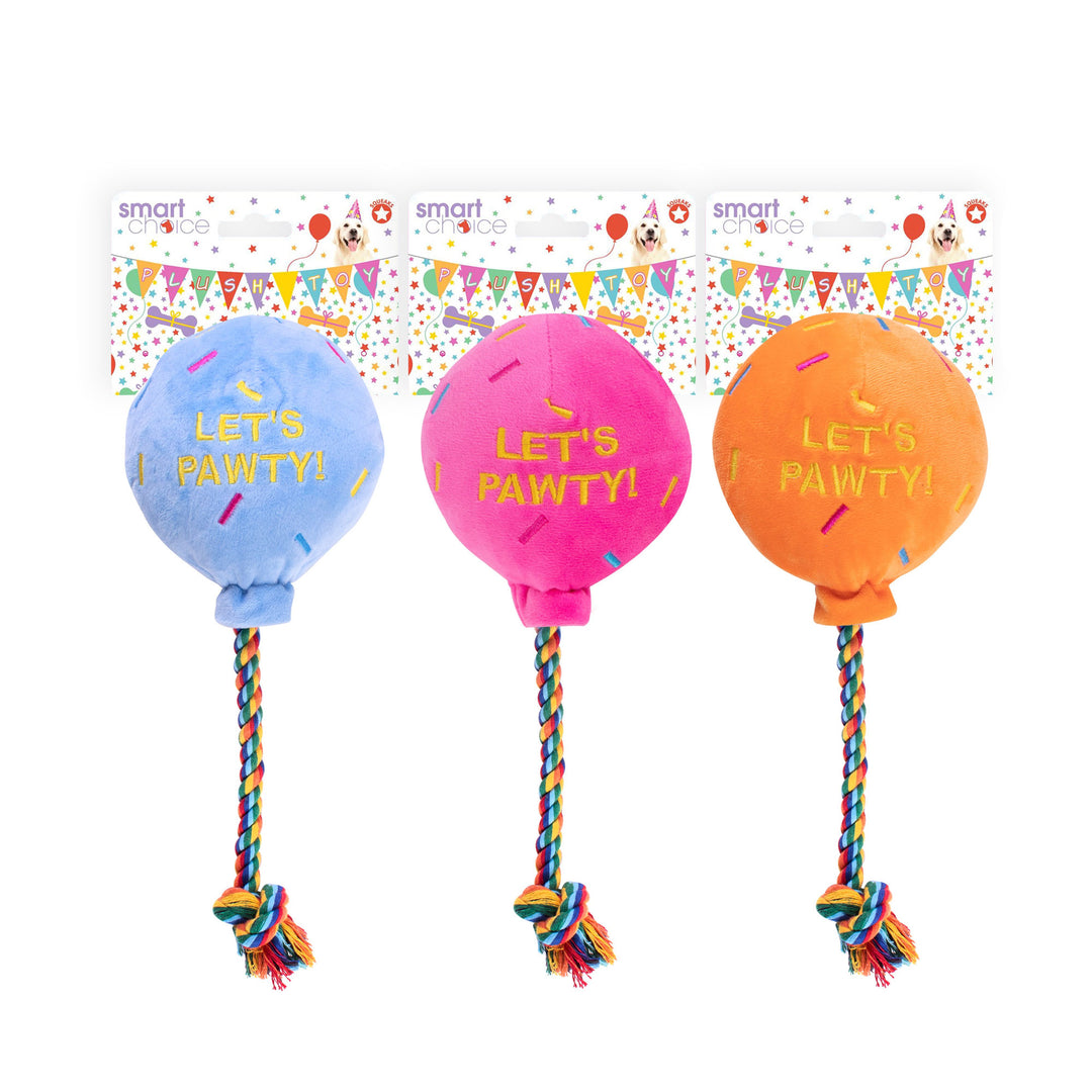 Smart Choice Birthday Balloon Plush & Rope Dog Toy